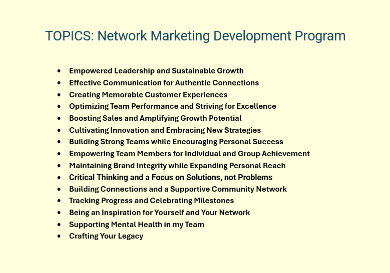 Network Marketing Development Program